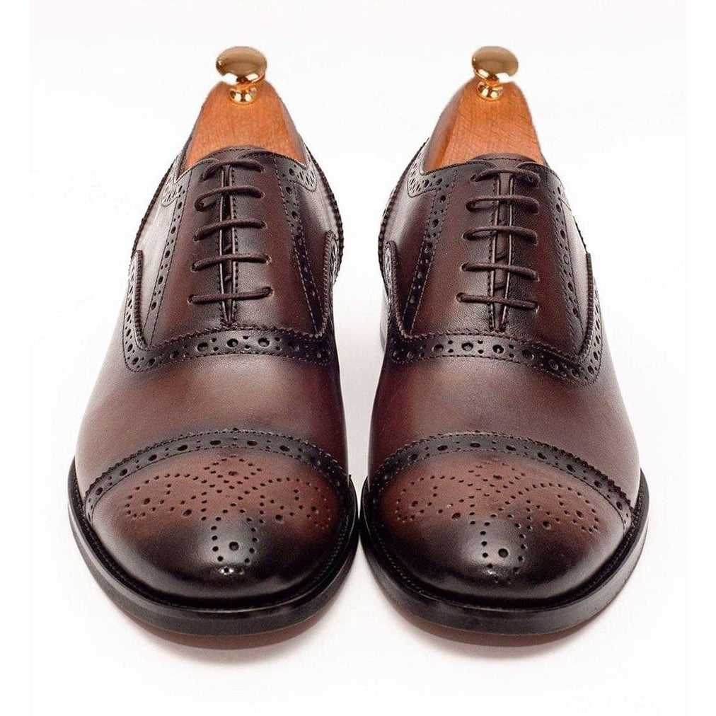Men's Chestnut Brown Oxford Lace Up Leather Dress Shoes – view 5