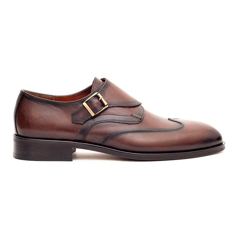Men's Chestnut Brown Single Monk Strap Leather Dress Shoes – view 2