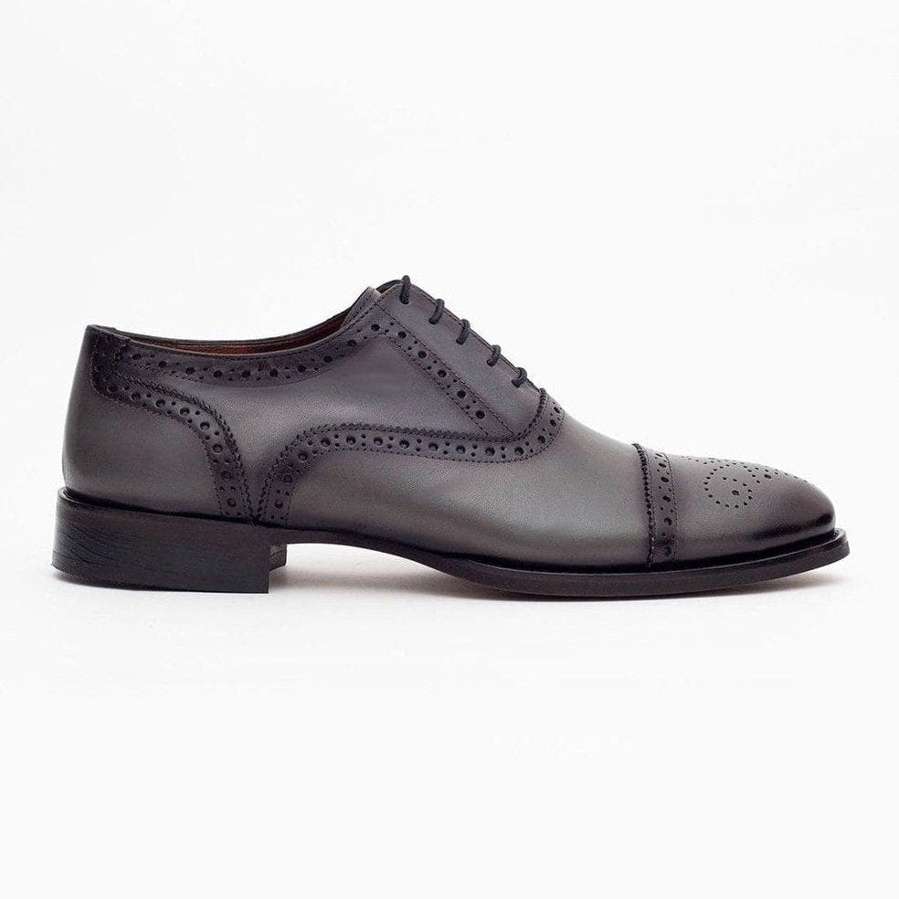Men's Gray Oxford Lace Up Leather Dress Shoes – view 2