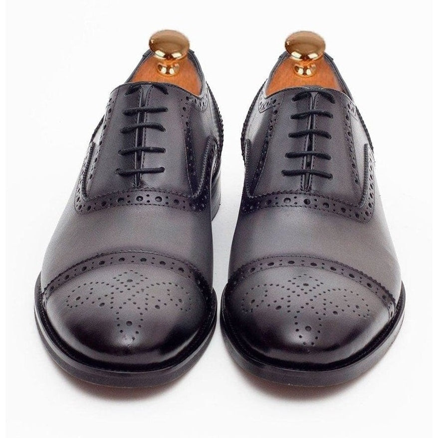 Men's Gray Oxford Lace Up Leather Dress Shoes – view 5