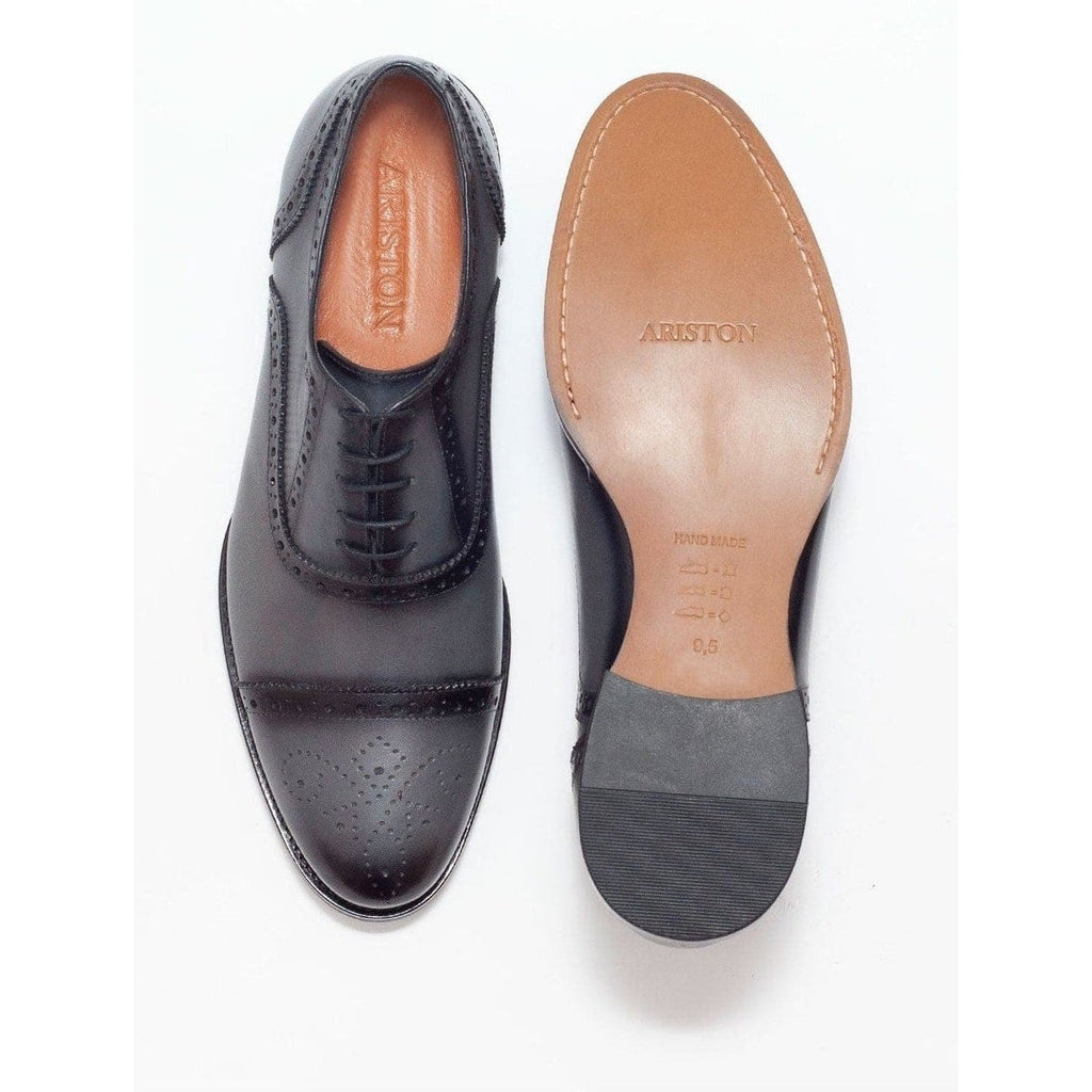 Men's Gray Oxford Lace Up Leather Dress Shoes – view 4
