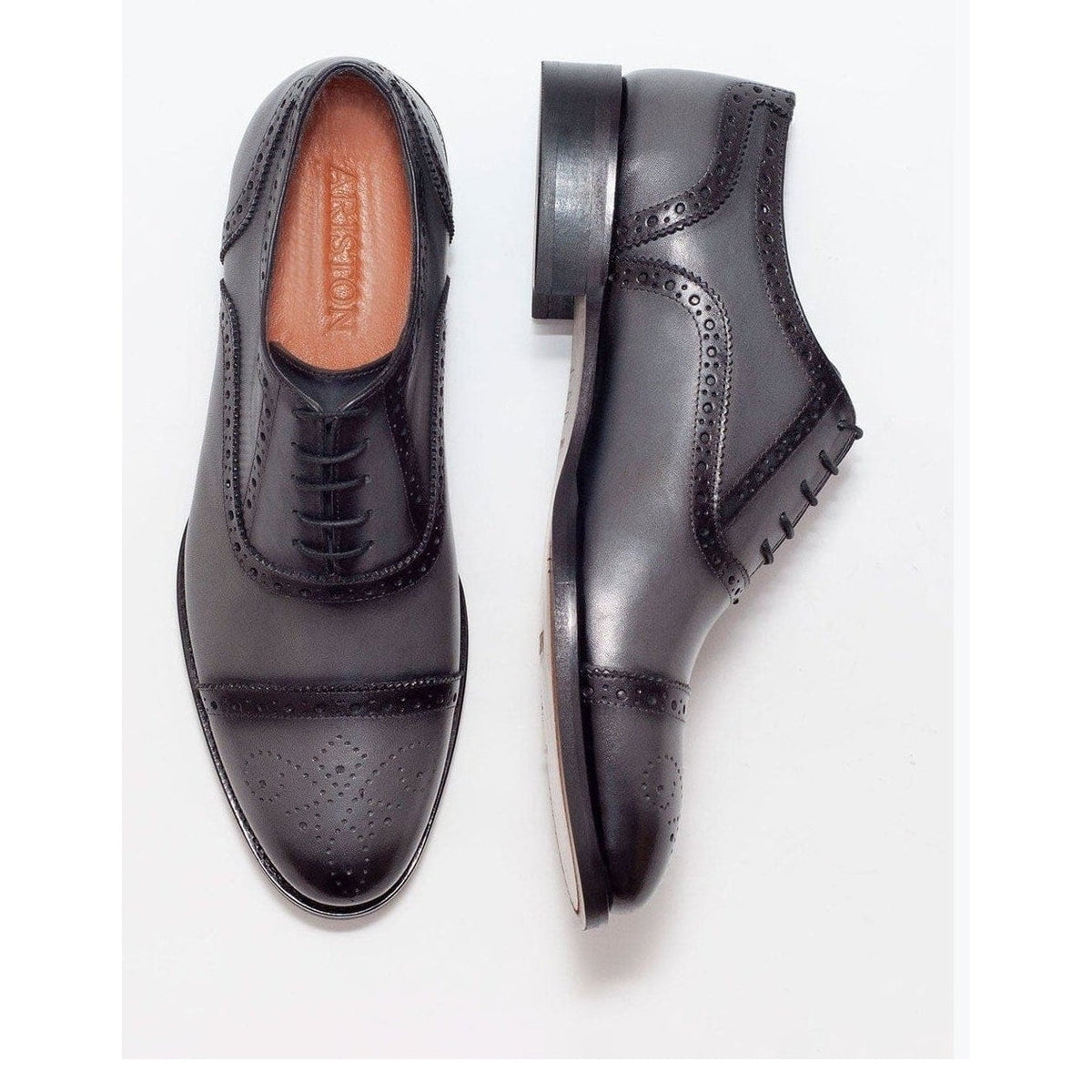 Men's Gray Oxford Lace Up Leather Dress Shoes – view 3