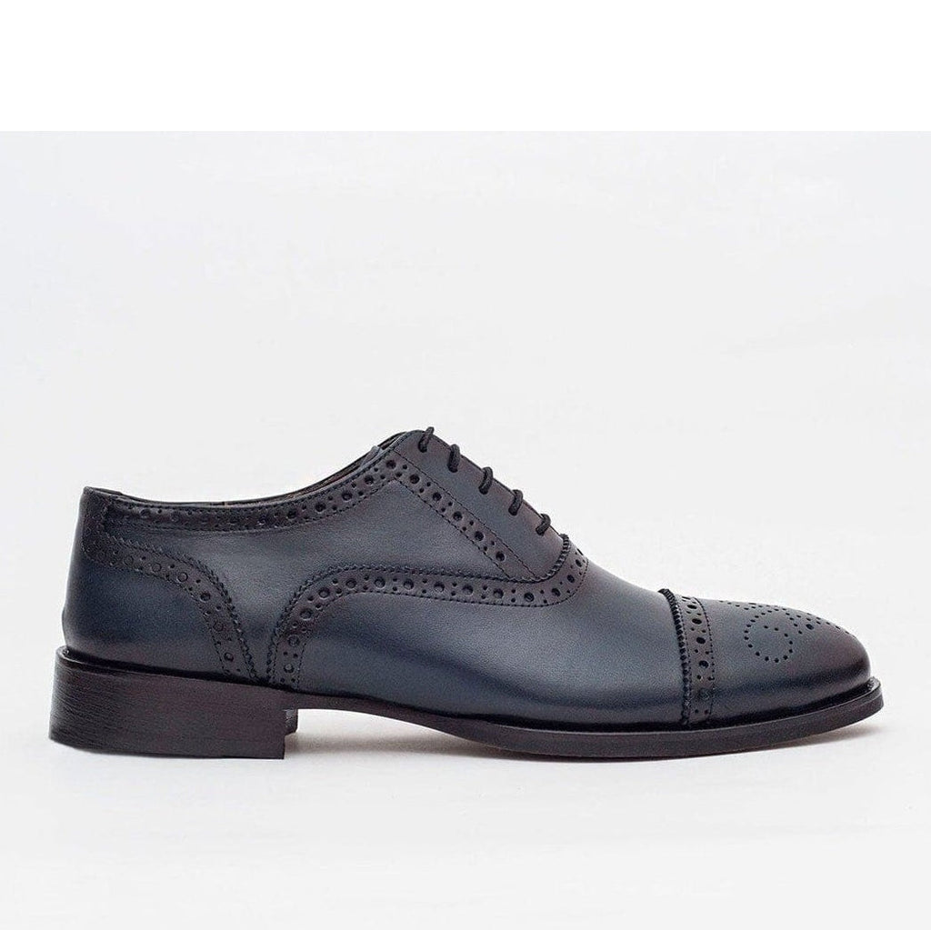 Men's Navy Oxford Lace Up Leather Dress Shoes – view 2