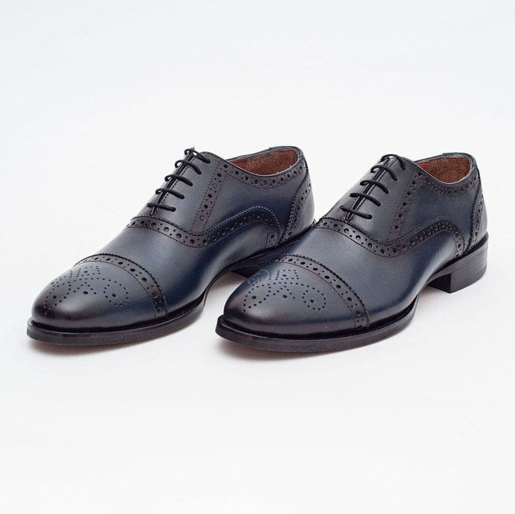Men's Navy Oxford Lace Up Leather Dress Shoes
