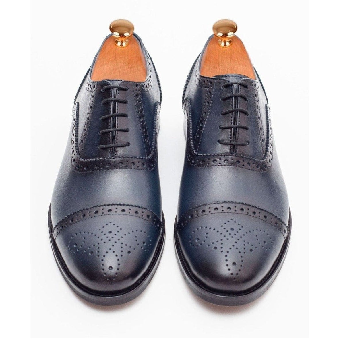 Men's Navy Oxford Lace Up Leather Dress Shoes – view 5