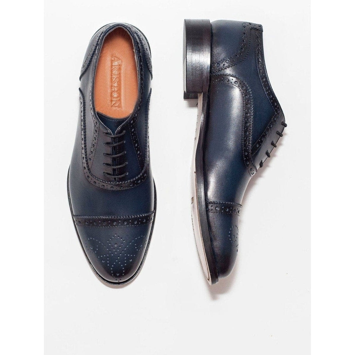 Men's Navy Oxford Lace Up Leather Dress Shoes – view 3