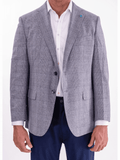 Men's Gray & Blue Plaid Classic Fit Silk Wool Blazer Sport Coat – view 2