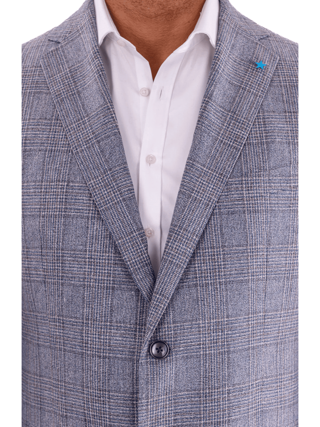 Men's Gray & Blue Plaid Classic Fit Silk Wool Blazer Sport Coat – view 4