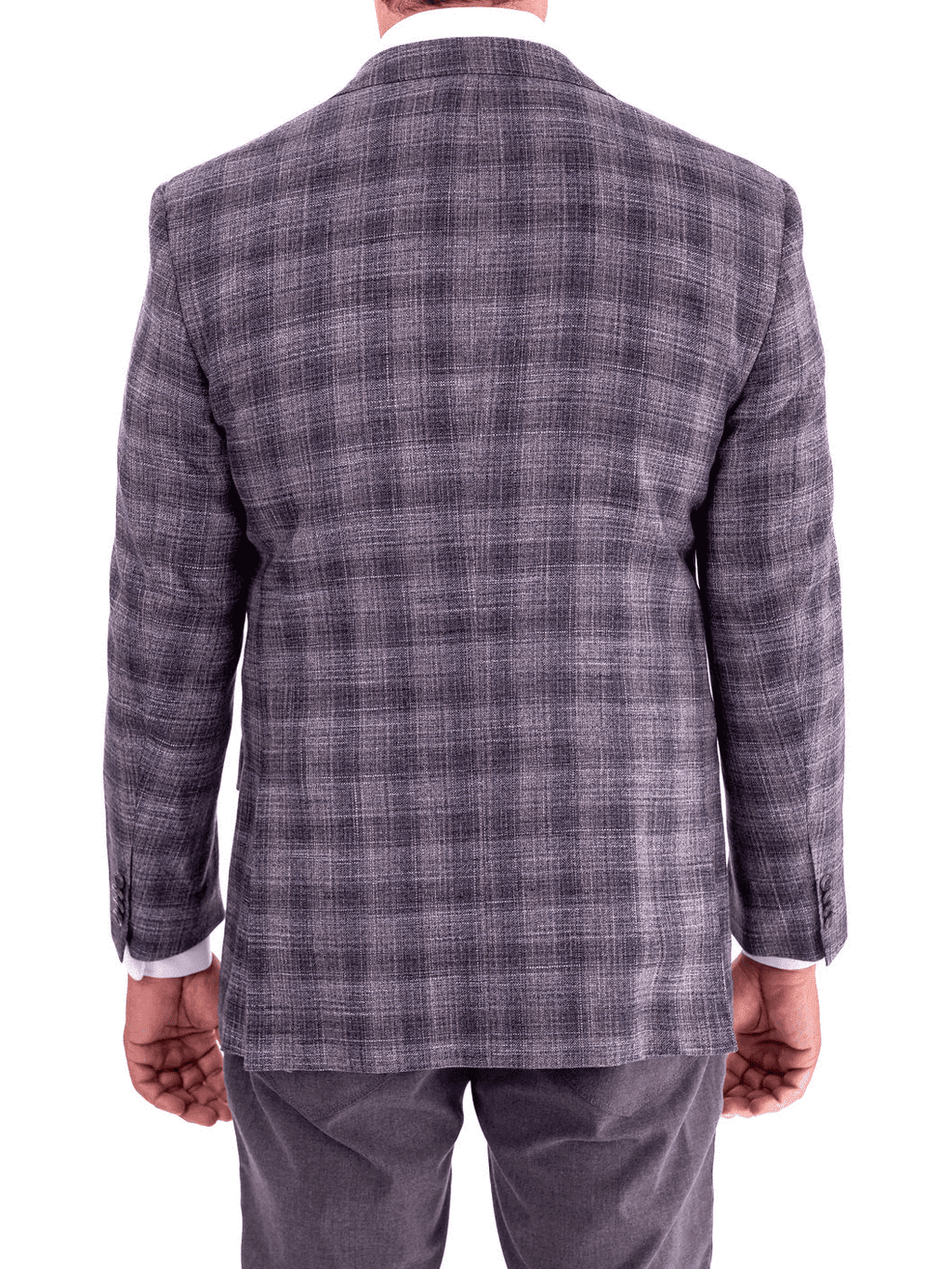 Men's Gray Blue Plaid Regular Fit Wool Blend Blazer Sport Coat – view 3