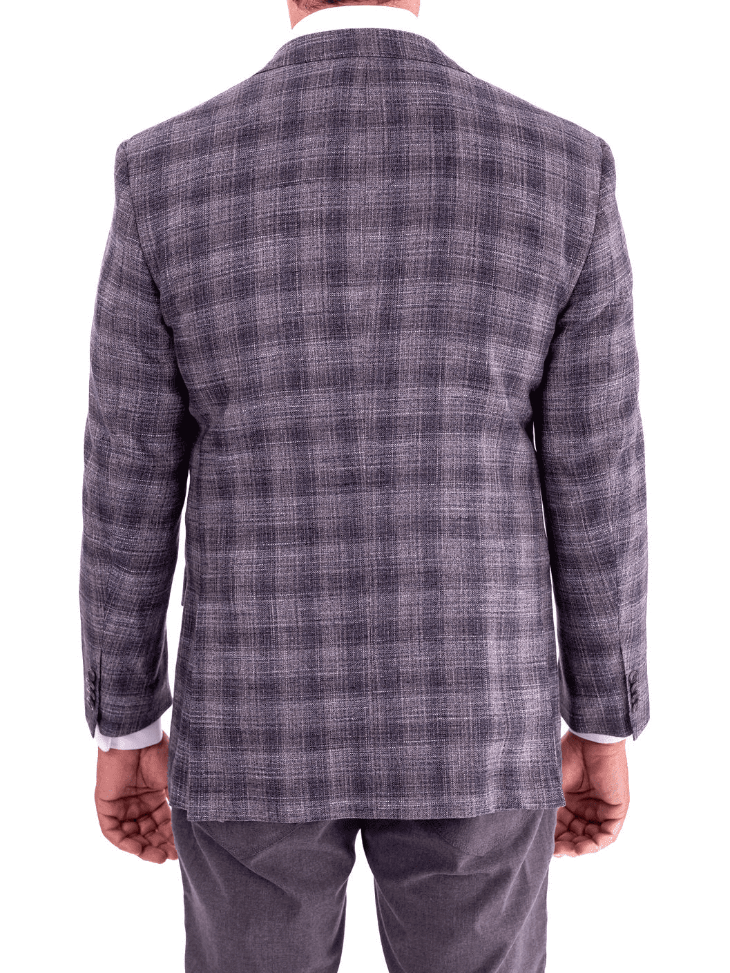 Men's Gray Blue Plaid Regular Fit Wool Blend Blazer Sport Coat – view 3