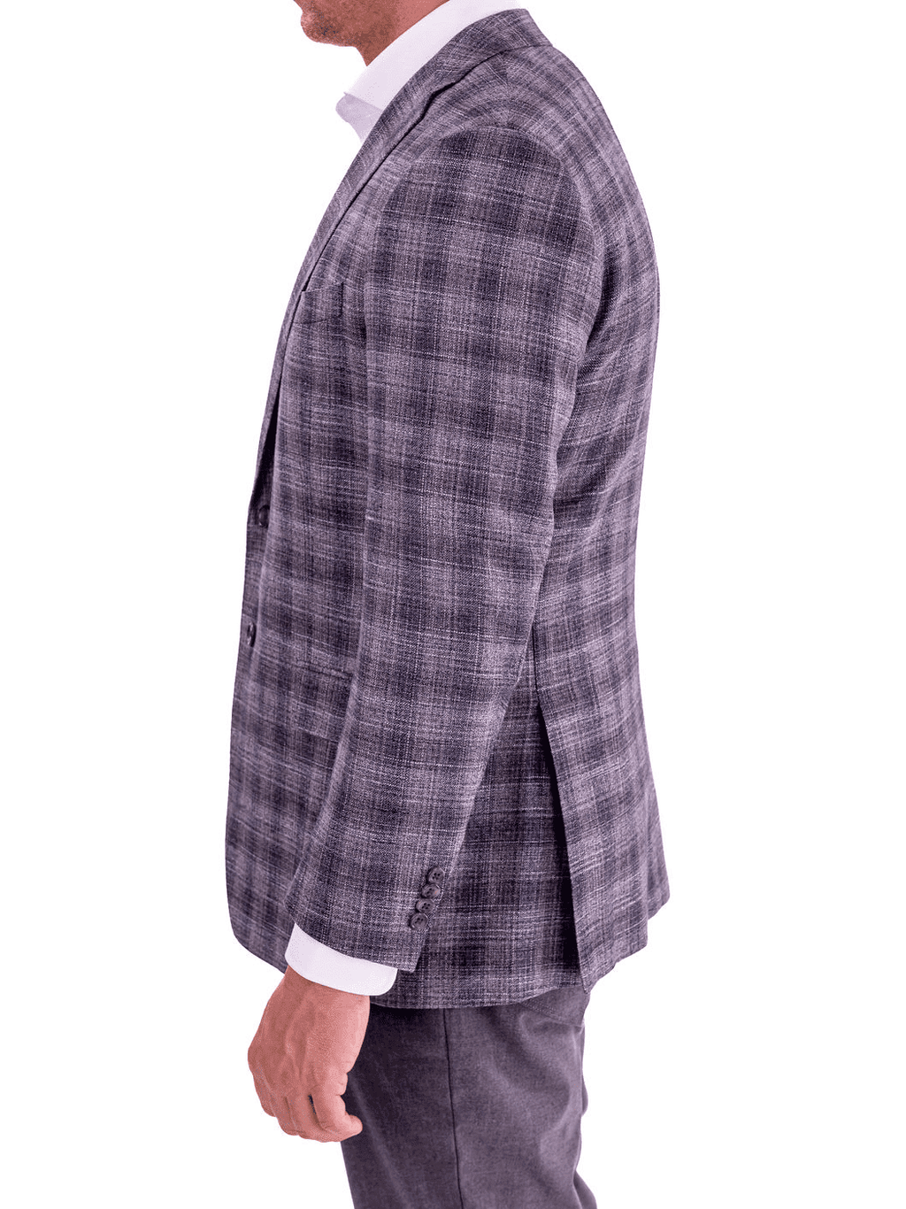 Men's Gray Blue Plaid Regular Fit Wool Blend Blazer Sport Coat – view 5