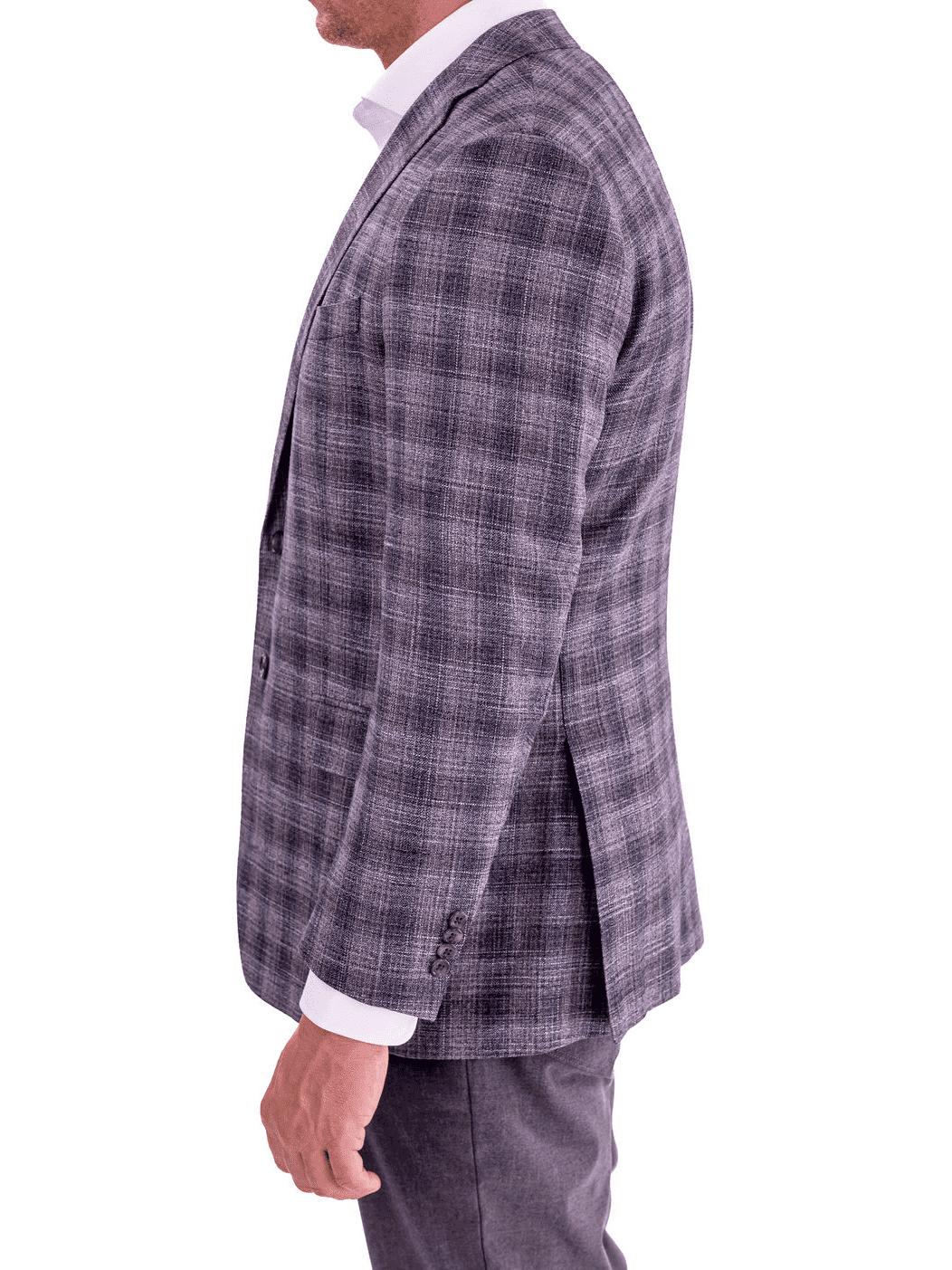 Men's Gray Blue Plaid Regular Fit Wool Blend Blazer Sport Coat – view 5