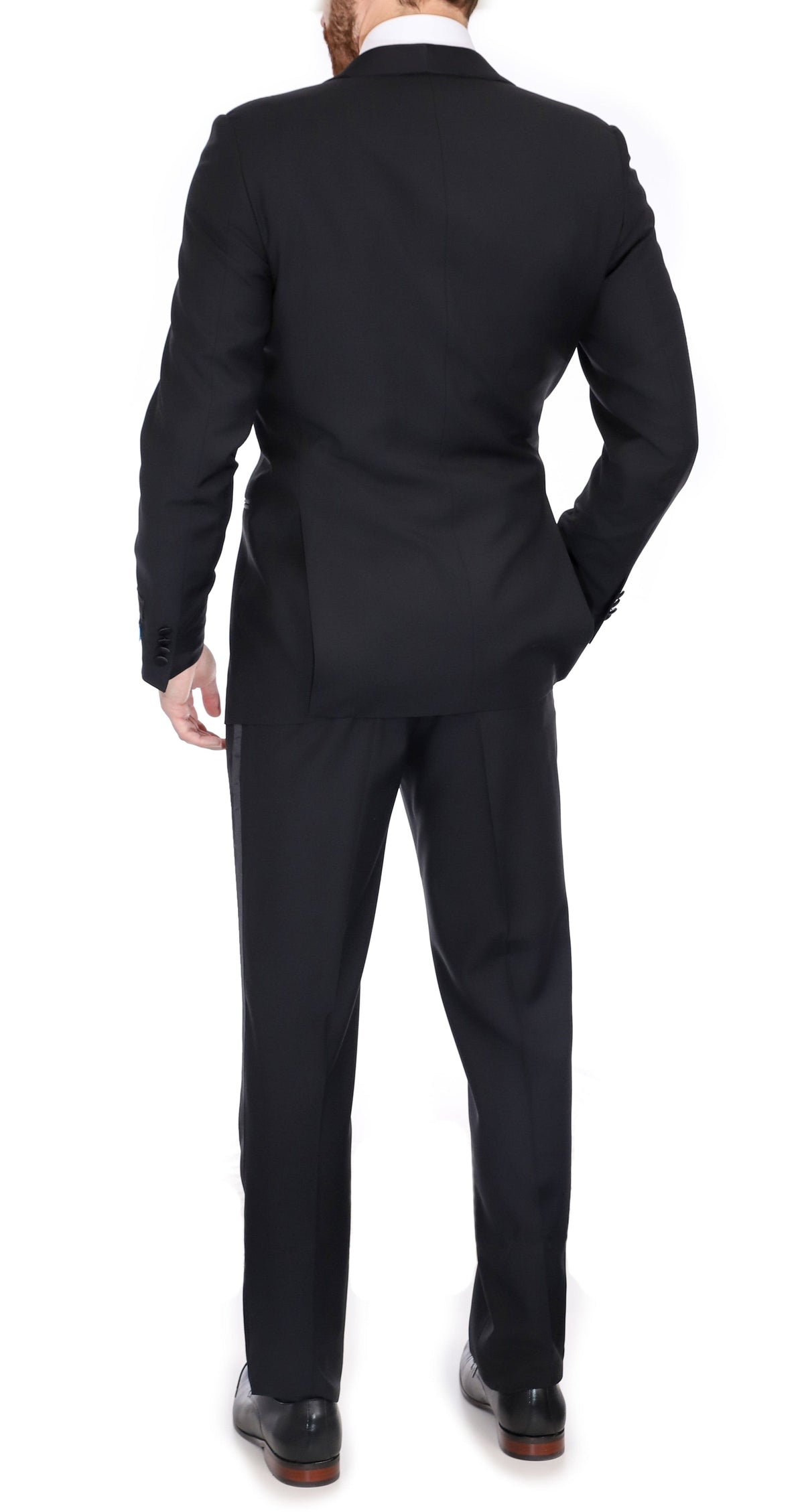 Men's Black Peak Lapel Wool Regular Fit Tuxedo – view 5