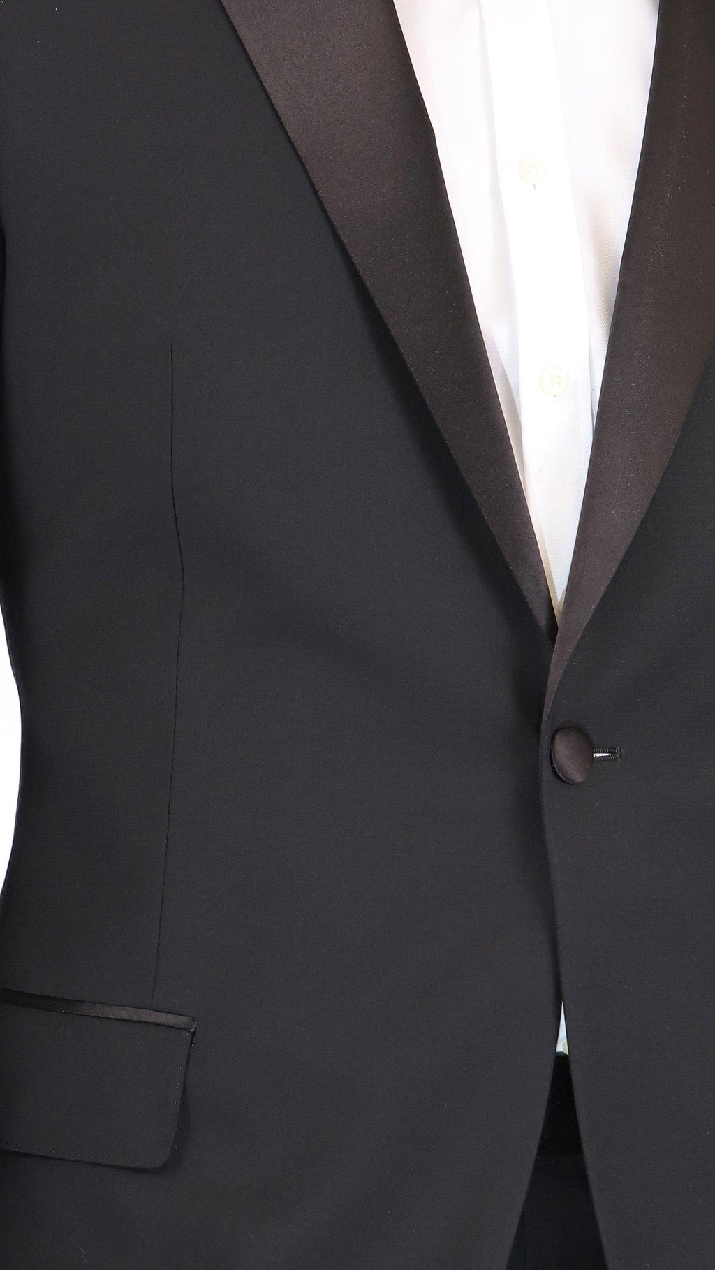 Men's Black Peak Lapel Wool Regular Fit Tuxedo – view 2