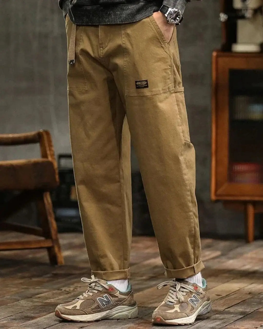 Men's Rugged Cargo Trousers – Utility Pants with Pocket Panels