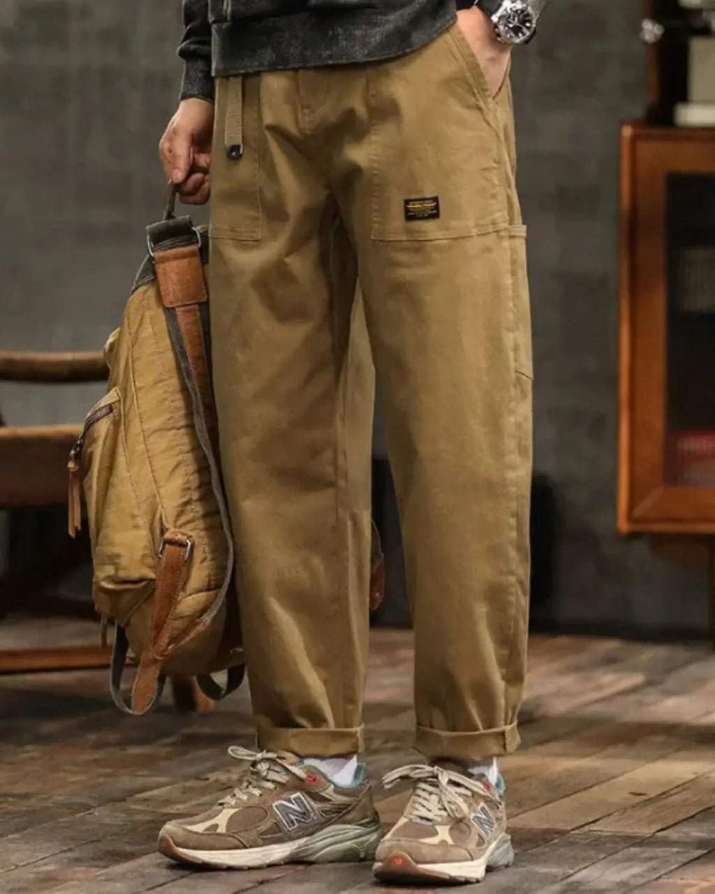 Men's Rugged Cargo Trousers – Utility Pants with Pocket Panels
