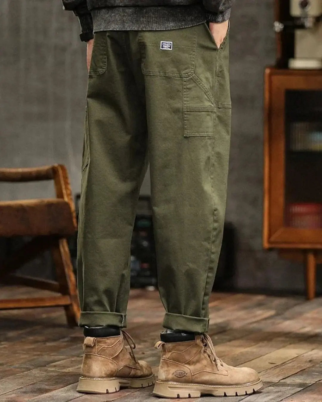 Men's Rugged Cargo Trousers – Utility Pants with Pocket Panels