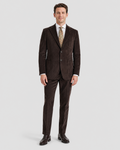 Men's Brown Corduroy Notch Lapel Slim Fit 3-Button Cotton Suit