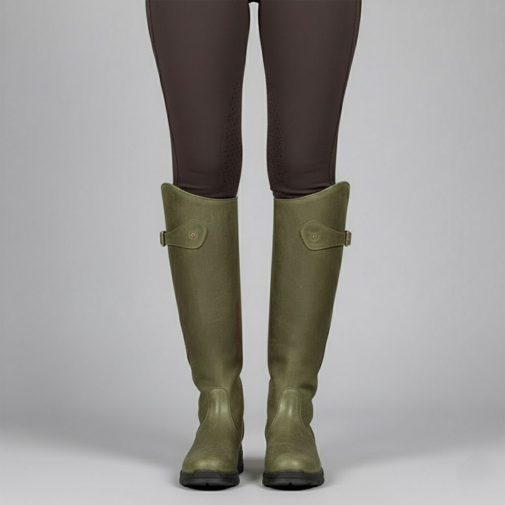 Women's Leather Riding Boots – Supportive Comfort Knee-High Outdoor Boots