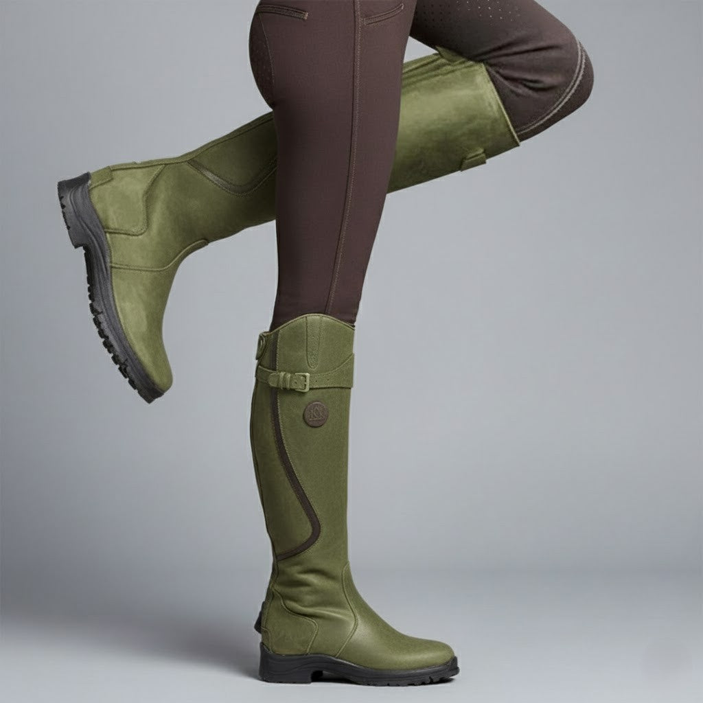 Women's Leather Riding Boots – Supportive Comfort Knee-High Outdoor Boots