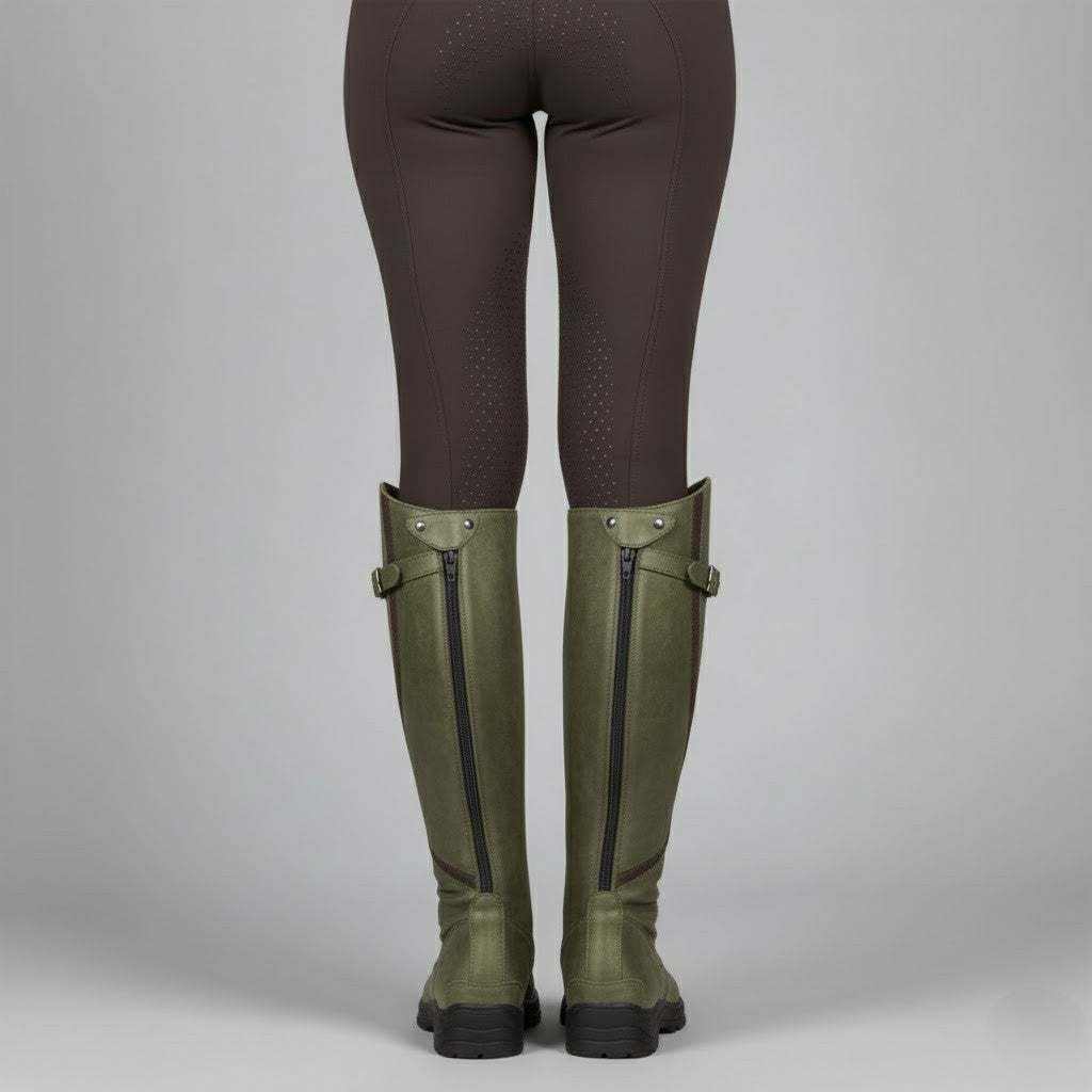 Women's Leather Riding Boots – Supportive Comfort Knee-High Outdoor Boots