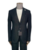 Men's Solid Black Slim Fit Linen 2-Piece Suit