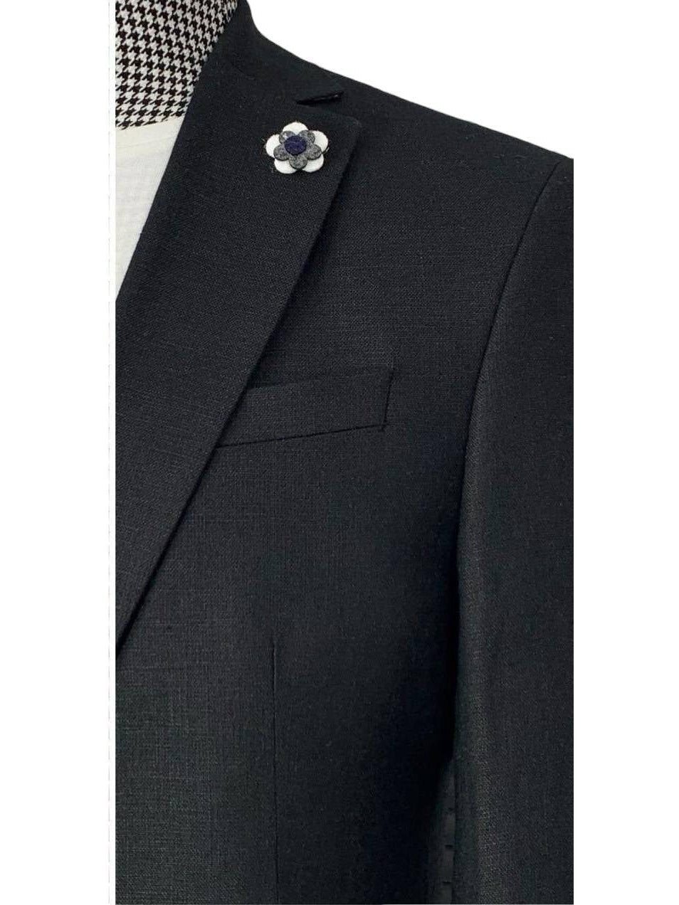 Men's Solid Black Slim Fit Linen 2-Piece Suit – view 2