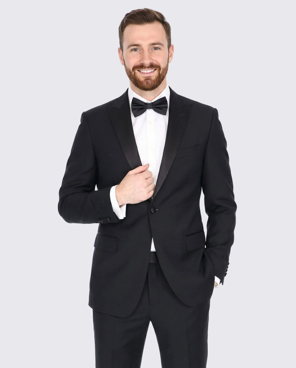 Men's Black Peak Lapel Wool Slim Fit Tuxedo – view 2