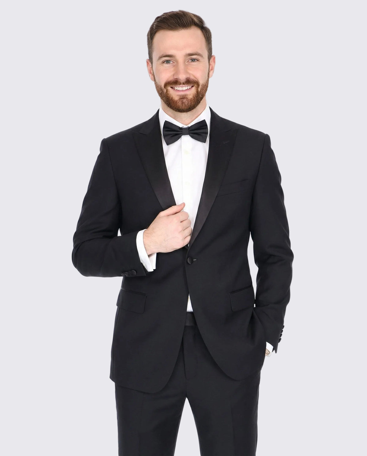 Men's Black Peak Lapel Wool Slim Fit Tuxedo – view 2