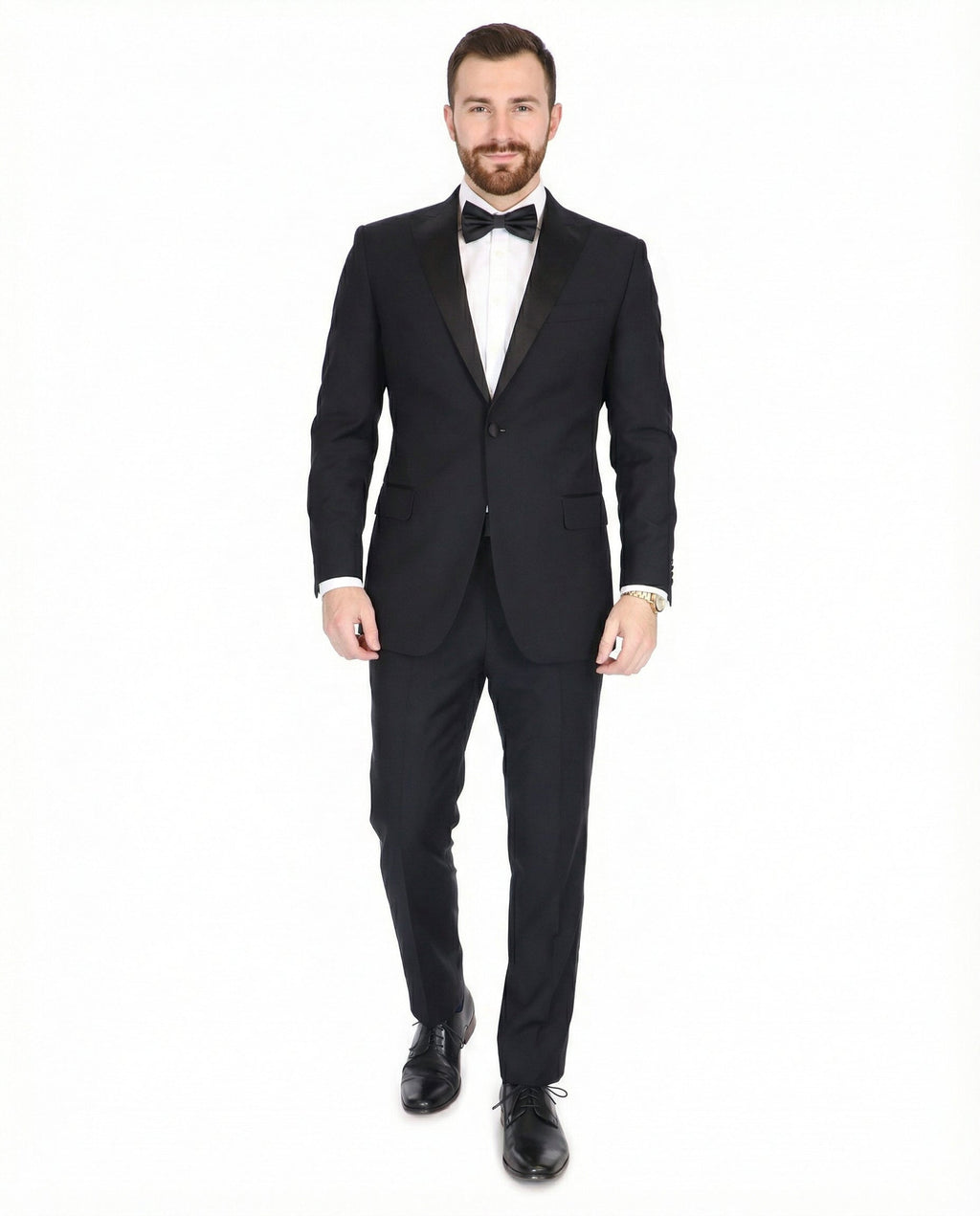 Men's Black Peak Lapel Wool Slim Fit Tuxedo – view 4