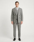 Men's Classic Fit Black Check Double Breasted Wool 3-Piece Suit