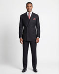 Men's Classic Fit Solid Black Double Breasted Wool 3-Piece Suit