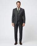 Men's Textured Charcoal Gray Classic Fit Peak Lapel 3-Piece Wool Suit