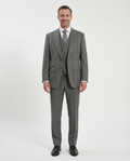 Men's Gray Stripe Classic Fit Peak Lapel Wool 3-Piece Suit