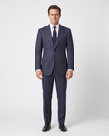 Men's Navy & Orange Pinstripe Slim Fit 2-Button Wool Suit