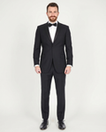 Men's Black Wool Trim Fit Notch Lapel 1-Button Tuxedo