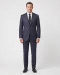 Men's Navy & Orange Pinstripe Classic Fit 2-Button Wool Suit
