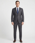 Men's Charcoal Gray Pinstriped Classic Fit Wool 2-Button Suit