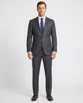 Men's Charcoal Gray Pinstriped Slim Fit Wool 2-Button Suit