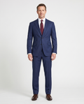 Men's Solid Dark Blue Slim Fit Gabardine Wool 2-Button Suit