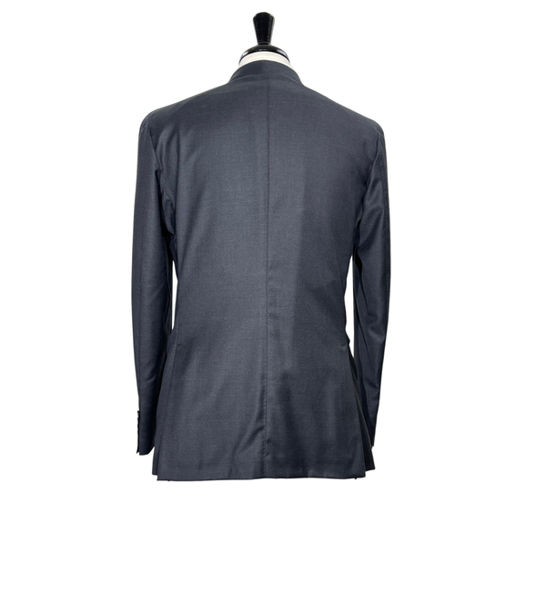 Men's Charcoal Textured Notch Lapel Classic Fit 3-Button Wool Suit – view 3
